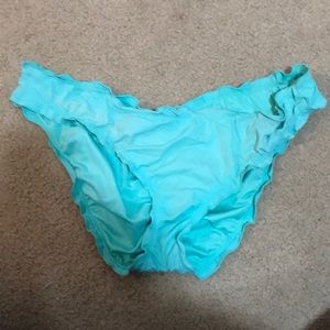 light blue ruched bikini bottoms